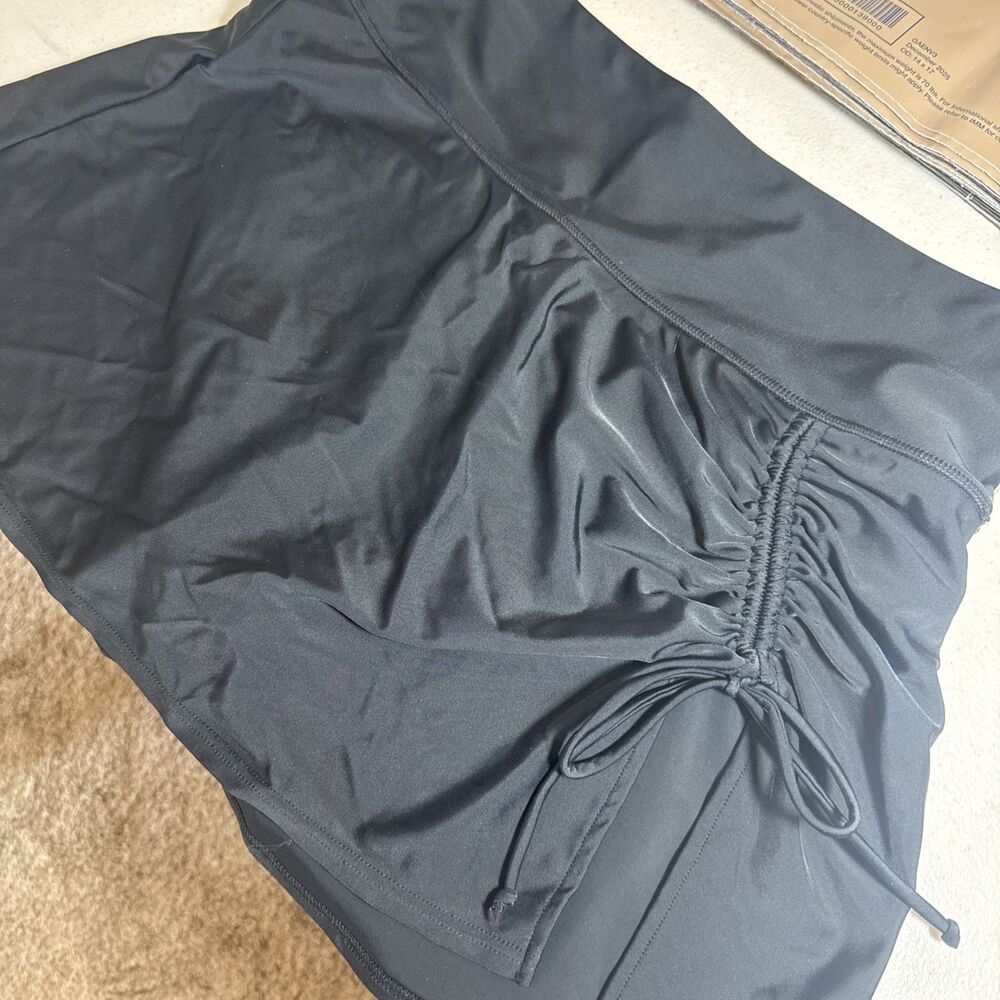 Black Shirt Short Swim Bottoms Tie L